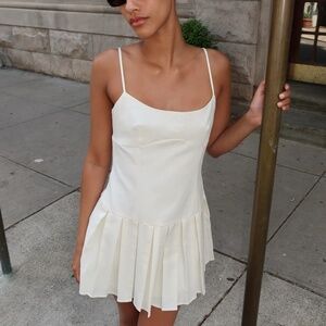 Kelza Pleated Mini Dress in Ivory